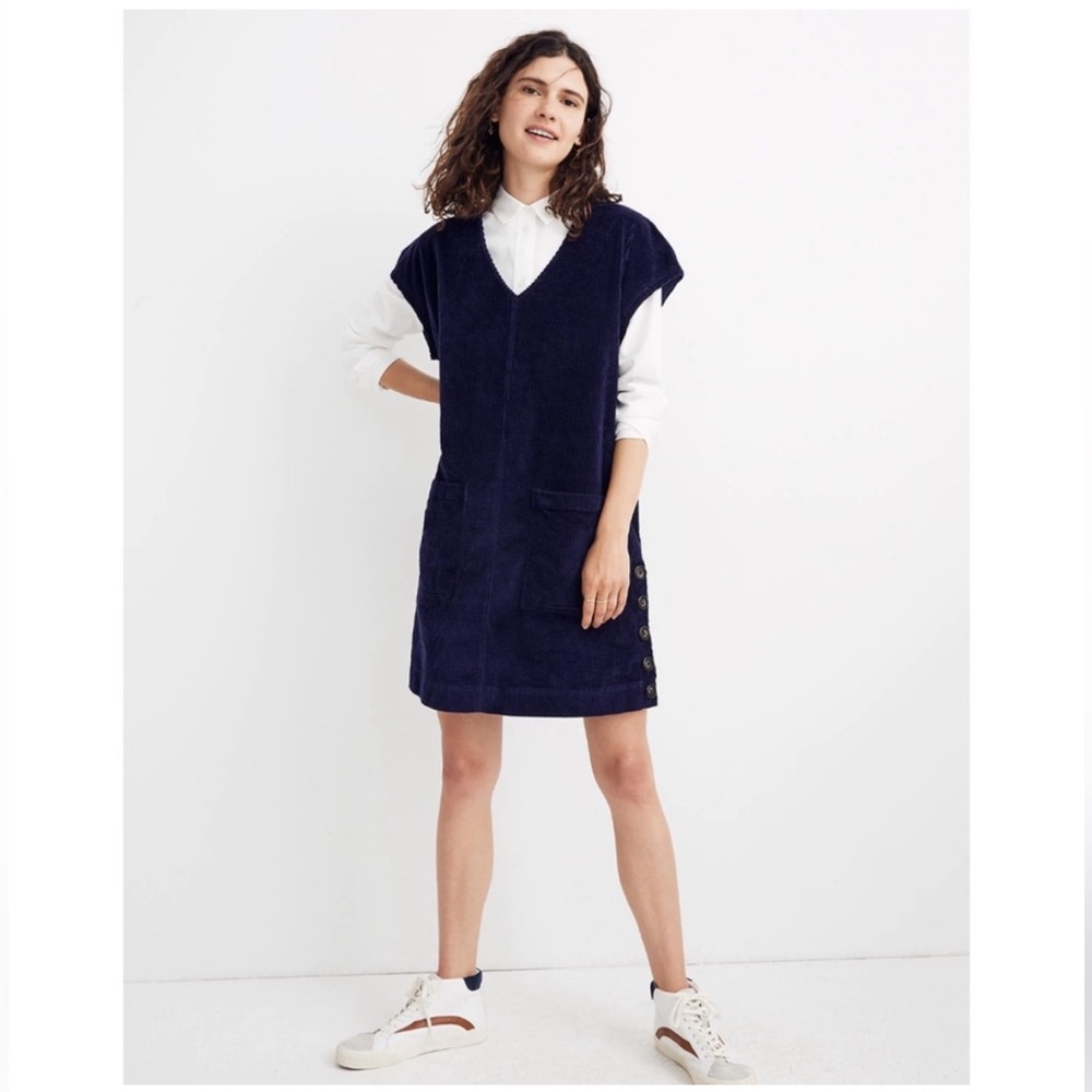 Madewell Corduroy Side-Button Shift Dress